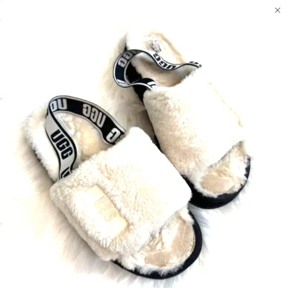 UGG disco white fur platform slide slipper sandals - Picture 4 of 8